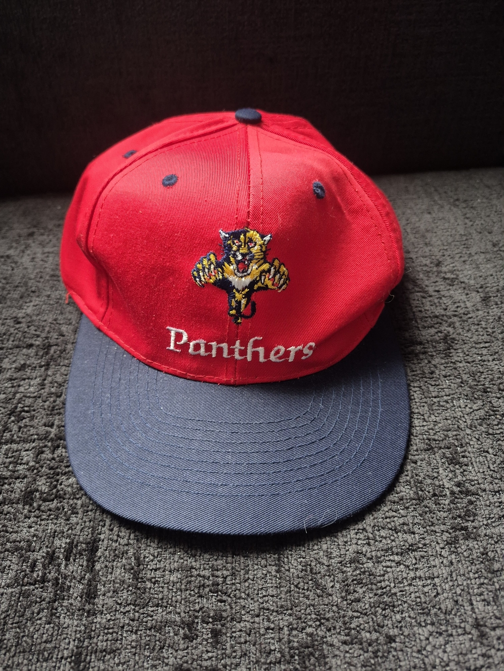 Vintage 90s Florida Panthers Snapback Hat Cap Red Navy Blue Leaping Panther